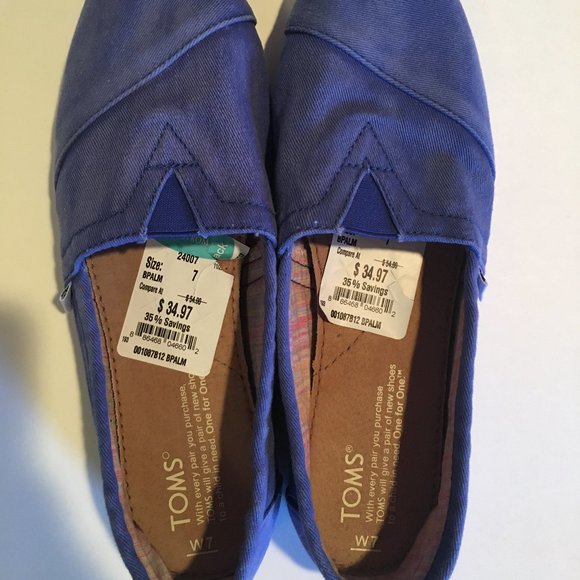 TOMS Classics Blue Palmetto Canvas Womens Slip On - Picture 3 of 7
